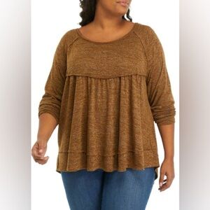 True craft NWT Women’s plus 3X arc brown core knit raglan long sleeves  top